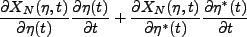 $\displaystyle \frac{\partial X_N(\eta,t)}{\partial \eta(t)}\frac{\partial \eta(...
...{\partial X_N(\eta,t)}{\partial \eta^*(t)}\frac{\partial \eta^*(t)}{\partial t}$