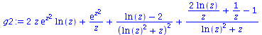 `+`(`*`(2, `*`(z, `*`(exp(`*`(`^`(z, 2))), `*`(ln(z))))), `/`(`*`(exp(`*`(`^`(z, 2)))), `*`(z)), `/`(`*`(`+`(ln(z), `-`(2))), `*`(`^`(`+`(`*`(`^`(ln(z), 2)), z), 2))), `/`(`*`(`+`(`/`(`*`(2, `*`(ln(z)...
