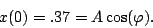 \begin{displaymath}x(0)=.37=A\cos(\varphi).\end{displaymath}