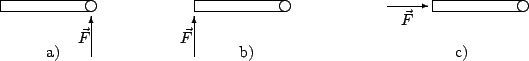 \begin{displaymath}
\begin{array}{c@{\hspace{.5in}}c@{\hspace{.5in}}c}
\begin{pi...
...ut(8,7){$\vec{F}$}
\put(20,0){c)}
\end{picture} \\
\end{array}\end{displaymath}