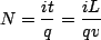 \begin{displaymath}N=\frac{it}{q}=\frac{iL}{qv}\end{displaymath}