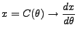 $\displaystyle x=C(\theta) \rightarrow \frac{dx}{d\theta}$