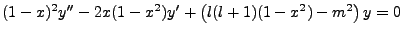 $\displaystyle (1-x)^2y'' -2x(1-x^2)y' + \left(l(l+1)(1-x^2)-m^2\right)y=0$