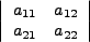 $ \left\vert \begin{array}{cc} a_{11}&a_{12} a_{21}&a_{22}\end{array}\right\vert$