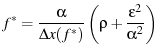 $\displaystyle \ensuremath{f^*}= \frac{\alpha}{\ensuremath{\Delta x(\ensuremath{f^*})}} \left( \rho + \frac{\varepsilon ^2}{\alpha^2} \right)$