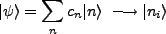 $\displaystyle \vert\psi\rangle = \sum_n c_n\vert n\rangle \ \longrightarrow \vert n_i\rangle$