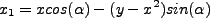 \begin{displaymath}
x_1 = x cos(\alpha) - ( y-x^2 ) sin(\alpha)
\end{displaymath}