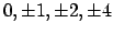$0, \pm 1, \pm 2, \pm4$